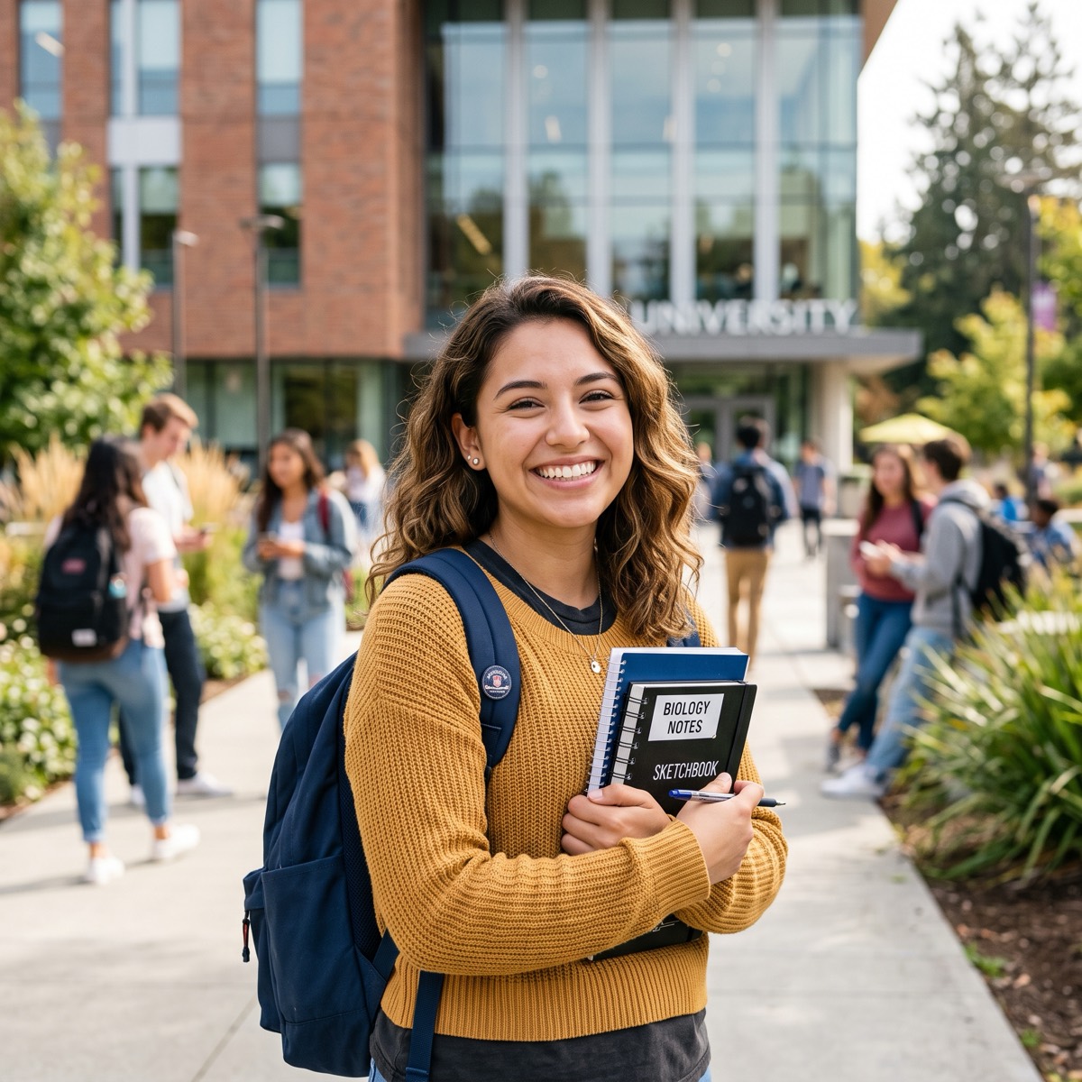 Students on a university campus
